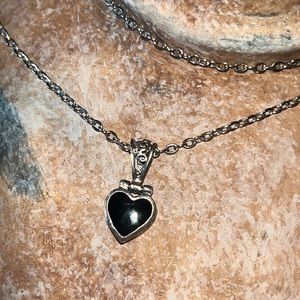 Silver Reversible heart filigree  pendant